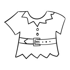 Christmas decor. Doodle style outfit for Santa's helper elves. Blouse with bells. Vector illustration isolated on white background.