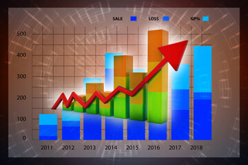 3d rendering business graph and documents. Stock market chart. Business graph background, Financial Background	