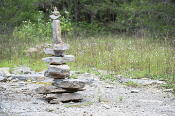 Stacked Rocks (Cairn) along Path at Cheeks Bend, Columbia, Tennessee, USA