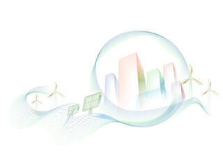 Use Lines to create city with ECO element vector illustration graphic EPS10