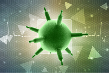 3d rendering Virus bacteria cells in digital background, Medical and Healthcare background