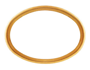 Golden oval frame for paintings, mirrors or photo isolated on white background