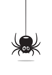 Cute cartoon spider hanging on a string vector illustration