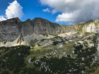 Great view across the alps from the summit of Gschöllkopf in Tyrol, close to lake Achensee