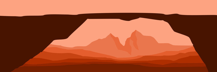 sunset mountain flat design vector illustration good for wallpaper, background, web banner, tourism banner template, apps background and backdrop design template	