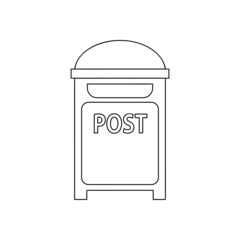 Line art design cartoon mailbox illustration. Post element.