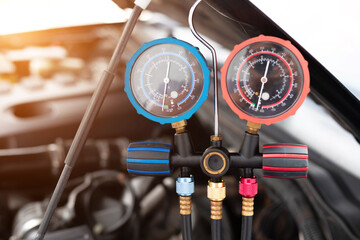 Car air conditioner check service, leak detection, fill refrigerant.Device and meter liquid cooling...