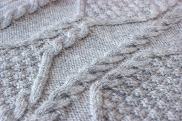 Texture of gray knitted sweater