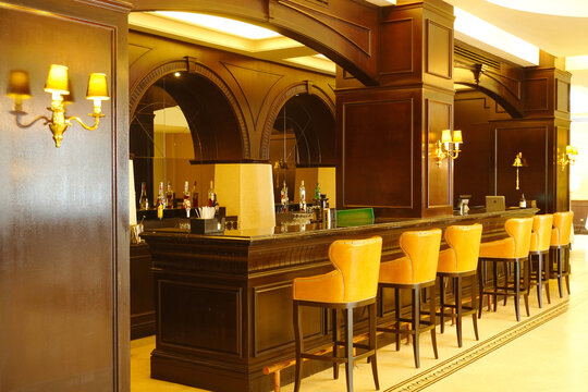 Interior Of The Historic Colonial Hotel Majestic, The Bar Area Of The Hotel.    