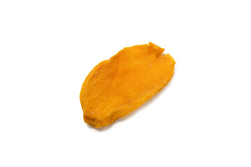 Dry tasty mango slices isolated on a white background.