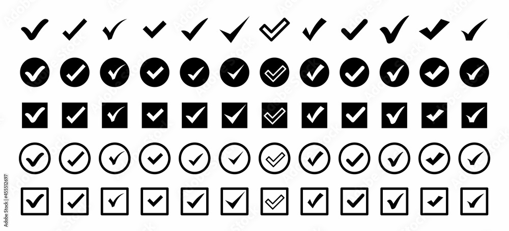 Leinwandbilder Set of check mark. Done icon symbol. Check mark icon. Checkbox icons and check marks. Profile verification icons. Vector checklist marks icon set for websites, mobile apps and other developers