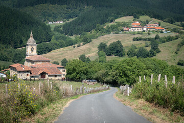 Road to Uribarri neighborhood in Aramaio valley, Basque Country in Spain