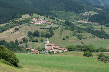 Fototapeta na wymiar Uribarri neighborhood in Aramaio valley, Basque Country in Spain