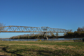 Steel bridge over the Missouri river Bellevue Nebraska 