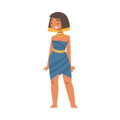 Egyptian Woman Character Wearing Authentic Garment and Neck Collar Vector Illustration