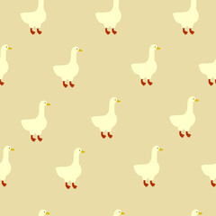 Cute minimalistic geese in  scandinavian style on beige background. Childish  vector  design for textiles, wallpapers, designer paper, etc