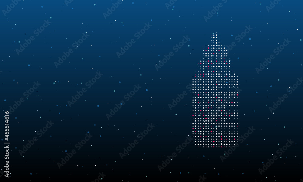 Poster on the right is the feeding bottle symbol filled with white dots. background pattern from dots and c