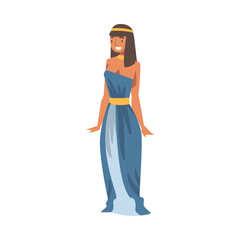 Egyptian Woman Character Wearing Authentic Garment and Neck Collar Vector Illustration