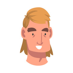 Man Head with Happy Look as Facial Expression Vector Illustration