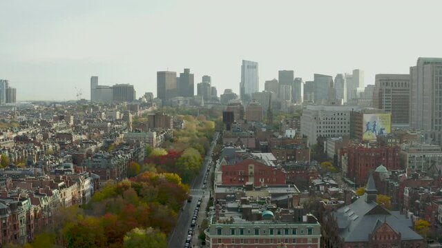 Boston's Back Bay with tree-lined Victorians