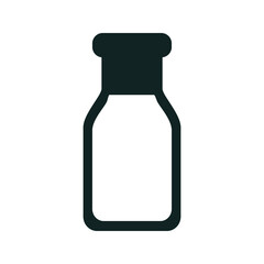 Icon bottle with milk or dairy products. Ingredients for products, lactose content and packaging, milk label
