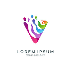 Fototapeta premium Creative letter V colorful gradient logo