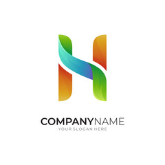 Fototapeta na wymiar Letter H and leaf creative logo design concept