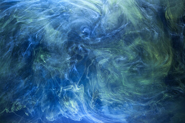 Earth colors abstract background, colorful smoke paint underwater, swirling ink in water, exoplanet blue sea ocean