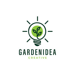 smart idea garden logo design vector illustration