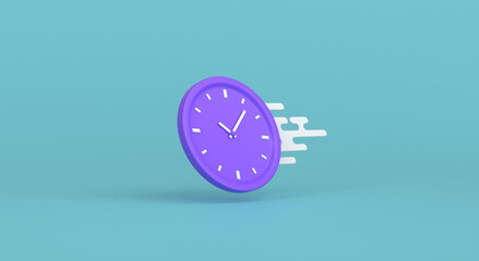 Analog clock on isolated background, concept of time, quick, fast, modern minimal style. 3d rendering