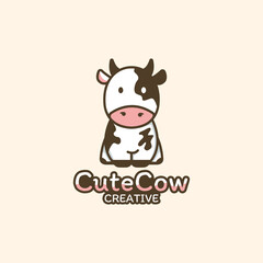 cute cow logo design icon vector illustration