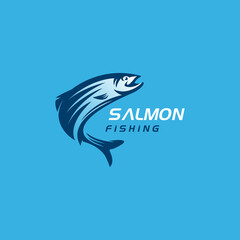 salmon fish logo, fishing logo icon vector illustration
