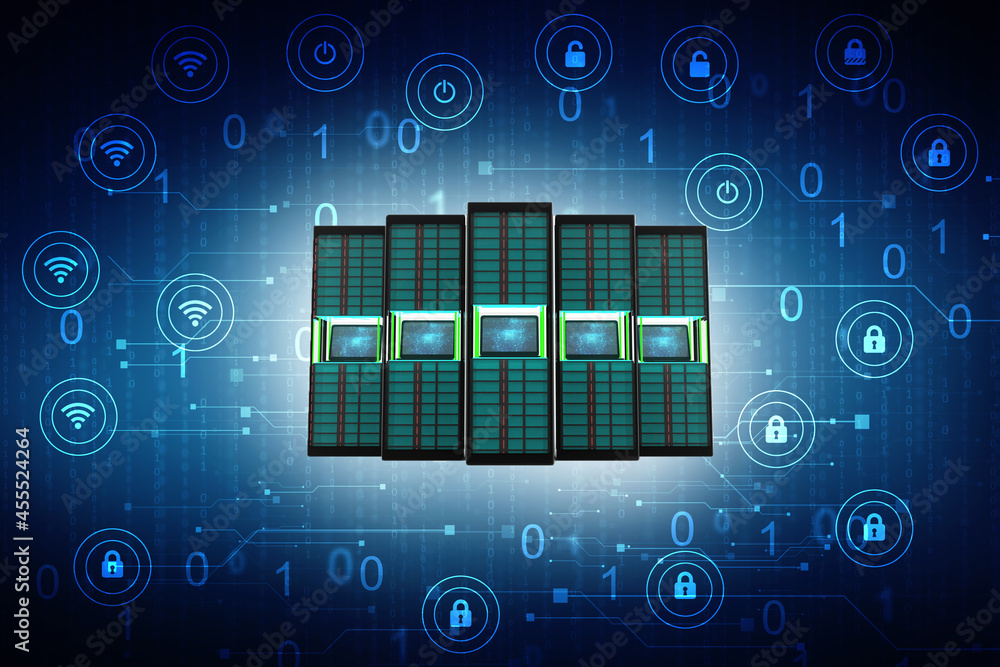 Poster 3d rendering database storage data base