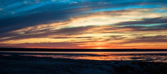 Sunset view over the lake