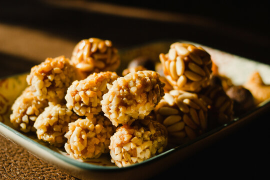 Panallets or panellets are a traditional sweet food eaten for All Saints Day (locally known as La Castanyada) in Catalonia, Spain
