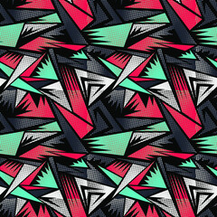Seamless abstract urban pattern with curved triangle elements 