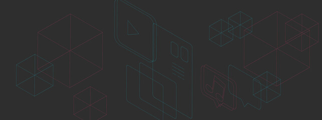 Obraz premium Augmented Virtual and Mixed Reality Banner Illustration 3D Isometric