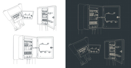 Electrical cabinet blueprints - obrazy, fototapety, plakaty