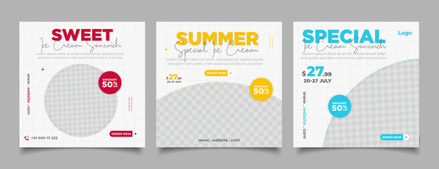 Special ice cream menu promotion social media post banner template	