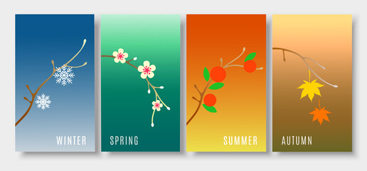 Vector set of seasons illustrations