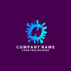 H Letter Logo. Abstract Initial H Blue Wave design created from ocean wave shape combine with letter