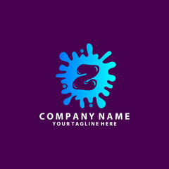 Negative Space Z letter logo icon in water splash shape design template.
