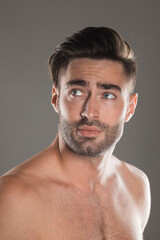 Fototapeta premium A portrait of a handsome naked man