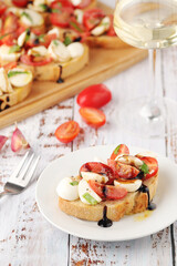Italian bruschetta with tomatoes and mozzarella