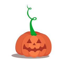 one orange pumpkin for Halloween with a yellow tail