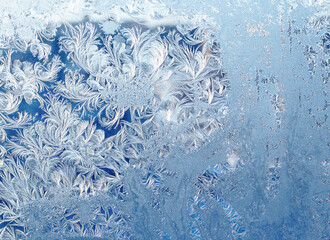 Ice patterns on glass. Abstract natural background