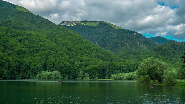 Beautiful Lake Biograd - Biogradsko jezero, Biogradska Gora national park, Montenegro. Timelapse 4K.