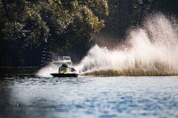 racing boat on the lake
