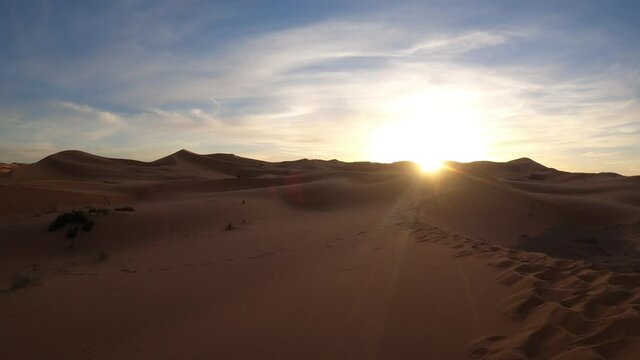 Beautiful sunrise over the Sahara Desert -Time lapse