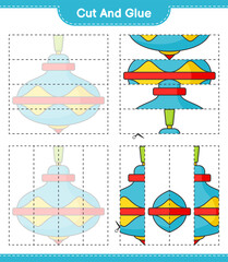Cut and glue, cut parts of Whirligig Toy and glue them. Educational children game, printable worksheet, vector illustration
